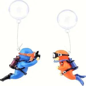 2pcs Cute Diver Fish Tank Decoration, Interactive Buoyancy PVC Accessories, With Diving Equipment, Add Color To The Lively Aquarium Scene, Memorable Underwater Environment Enhancer, Fish Tank Landscaping Ornaments, Aquarium Accessories, Fun Floating Toys