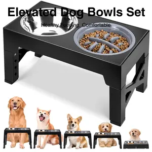 PAWGIANT Elevated Dog Bowls, 5 Adjustable Heights Raised Dog Bowl Stand, Dog Feeder With Stainless Steel Bowl & Slow Feeder Dog Bowl, Adjusts To Height 3.2" To 12.2" For Small Medium Large Dogs Feeding, dealsforyou, summerwins, restock, dealsforyoudays
