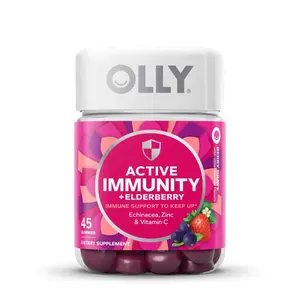 Olly Gummy Active Immunity+Elderberry, 45 Gummies (1 Pack), Berry Flavor Dietary Supplement Fitness Edible Healthcare Optimum