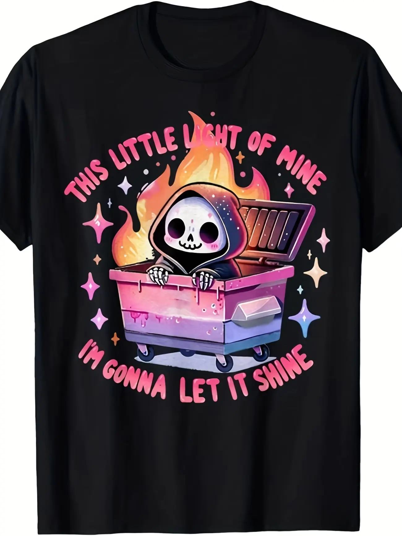 Funny Groovy This Little Light Of Mine Lil Dumpster T-Shirt - Retro Graphic Unisex Tee for Men & Women, 100% Cotton Breathable Summer Shirt with Dumpster Art, Casual Crew Neck Top for Parties, Outfits & Casual Attire