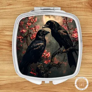 Raven Couple Compact Mirror - Gothic Dark Academia Gift