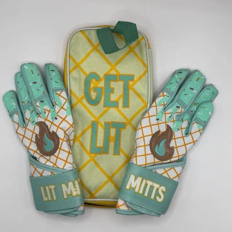 Mint Waffle Drip Batting Gloves