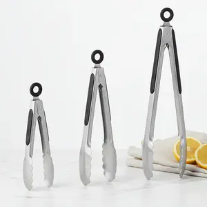 summerwins 3pcs Heavy-Duty Stainless Steel Kitchen Utensil Tongs - Locking Design, Non-Slip Grips, Multi-Size (8"/10.5"/13.5"), 600°F Heat Resistant, Dishwasher Safe - Ideal for BBQ, Grilling