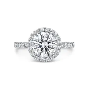 Caratina 2.55 CT Classic Round Halo Synthetic Moissanite / Cubic Zirconia Ring in 925 Sterling Silver for Women Birthday Gift Engagement Christmas Wedding Anniversary Gift Solitaire Ring