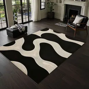 Abstract Line Pattern Floor Mat, Non-slip Soft Floor Carpet, Decorative Area Rug, Modern Abstract Rug for Home Living Room Bedroom, Vanity Decor Accessories