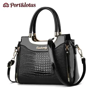 Crocodile Pattern Leather Shoulder Bags for Women with Top Handle, Crossbody Bags for Women Cell Phone Purses Ladies Elegant Tote Bag