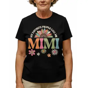 MIMI Sunflower Groovy Graphic T-Shirt | 70s Retro Style 100% Cotton Tee for Grandmas | Funny