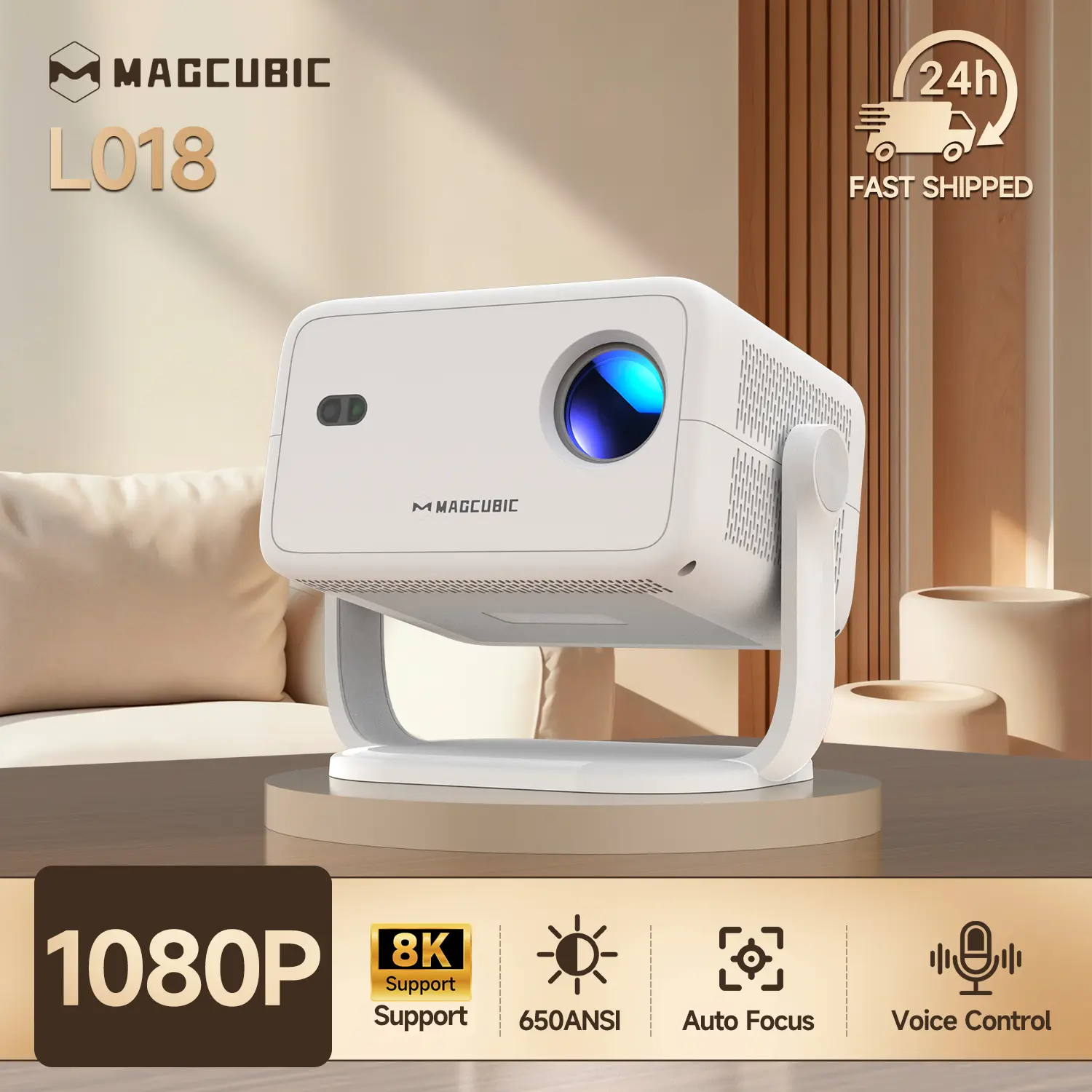[US warehouse] Magcubic 650ANSI L018 Projector Android 14.0 8K Support Allwinner H726 Auto Focus & Keystone Correction Native 1080P  Built-in HiFi Speaker Wifi6 BT5.2 Portable Movie Outdoor Airmouse #SummerFinds #DealsForYouDays