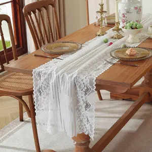 Hollow Out Lace Table Runner, 1 Count Exquisite Elegant Tablecloth, Table Decoration Supplies for Home Kitchen Dining Room Wedding Party