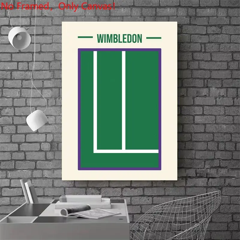 1 piece/set frameless canvas painting print poster, Sports activities art，Wimbledon Tennis Court，a perfect gift for Tennis loves, ideal gift for bedroom, living room, dorm hallway, kitchen, mural, wall decoration, room decor