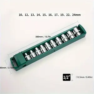 10pcs Hex Socket Wrench Head Set For Ratchet 1/4 3/8 1/2 Short Long Socket Deep Nut Driver Sleeve Spanner End Ratchet Tool With Holder