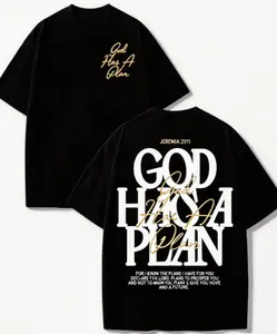 Unisex God Has A Plan Jeremiah 29 11 Layered Script Front Back Graphic T-Shirt, Vintage Printed Craft SummerVibes Casual Top, Elegant Gold Script Bible Verse Faith Tee For Men Women, Lightweight Inspirational Religious Summer Outfit