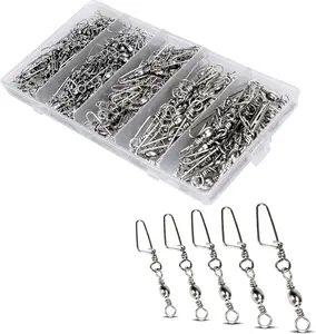150 count Fishing Swivels Snaps Kit, Ball Bearing Barrel Swivels Fishing Tackle 2# 4# 6# 8# 10#, Quick Change Snap Swivels Fishing Tackle, Saltwater Freshwater Fishing Accessories