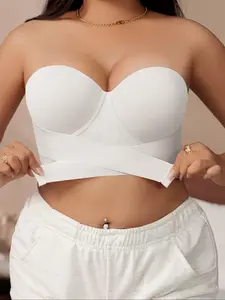 Plus Size Bras For Womens, Side Closure Strapless Wirefree Non-Slip Tube Top Invisible Bralette Seamless Comfort Soft No Underwire Padded Bandeau Bra