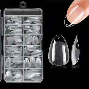 Transparent Almond Fake Nail Tips, 240pcs Short False Nail Tips, Full Cover Fake Nail Tips for Women & Girls DIY, Almond Nails