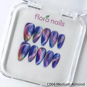 FloraNails | C004 | Medium Almond | Handmade Press-On Nails 10PCS | Acrylic, Reusable, Salon-Quality, Long-Lasting, Glossy Design