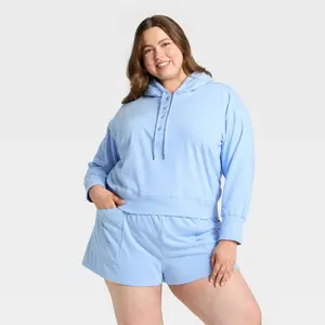 Women's Hooded Sweatshirt - Universal Thread Light Blue 2X