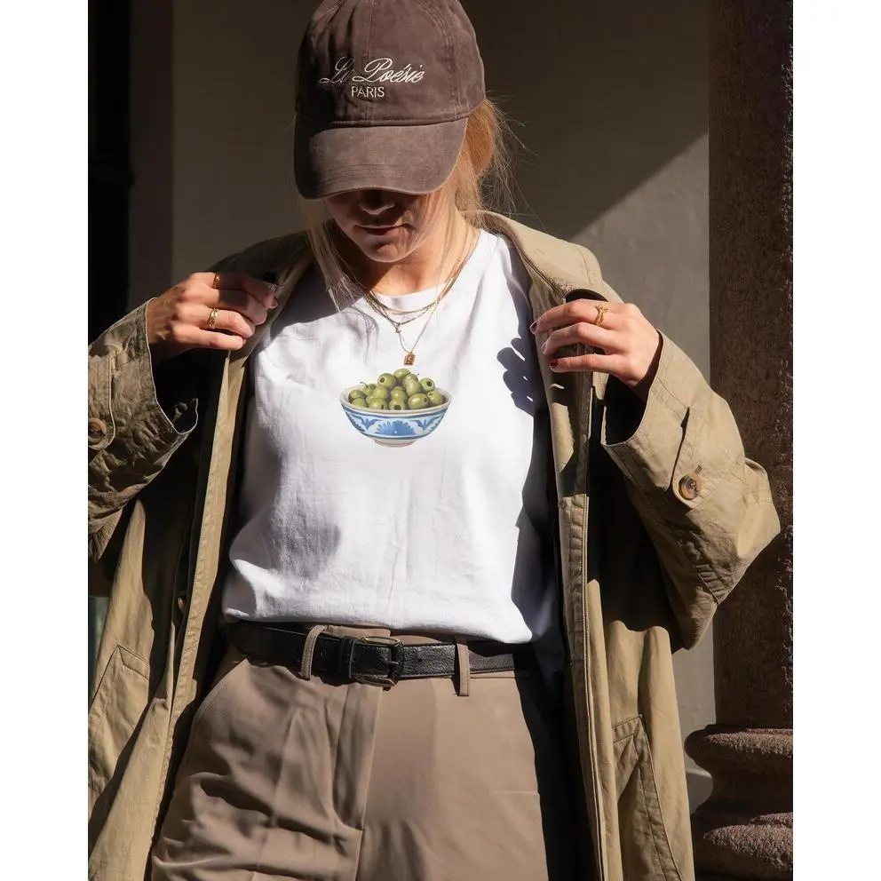 Olive Bowl Classic Shirt Olive T-Shirt Unisex Olives in Blue Bowl Tee Quality Cotton Shirt Sustainably Made