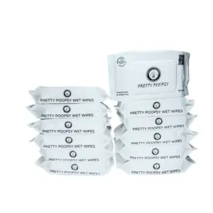 Pretty Poopsy Wet Wipes - Fragrance-Free, 80 Count, 12-Pack, 960 Wipes, Aloe Vera & Vitamin E, for Changing Napkins