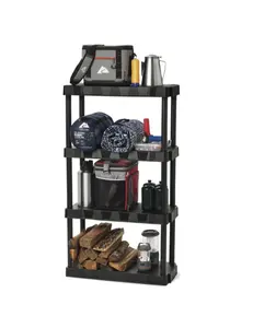 Hyper Tough Black Plastic 4-Tier 56.2" H x 30"" W x 13.8" D, 280lb Total Capacity