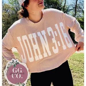 John 3:16 Christian Corded Crewneck Shirt, Corded Shirt, Christian Corded Crew, Christian Gift