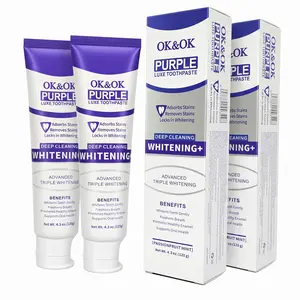 2pcs of OK&OK Official Purple Toothpaste –Color-Correcting Whitening, Stain Removal, Long-Lasting Fresh Breath, Brightens Yellow Teeth| With Hydroxyapatite & 6 Probiotics for Oral Health