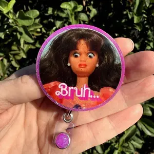 Funny Badge Reel | Cringe Doll WTF | Nurse Badge Reel Funny | ID Badge Holder | Nurse Gift | Nurse Badge Holder | ID Holder | Cute Badge