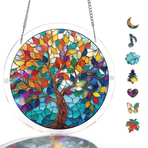 Acrylic Suncatcher Puzzle, Unique Tree of Luminous Leaves Acrylic Sun Catcher Puzzle Kit, DIY Sun Catcher for Window Hanging, Home & Garden Decor