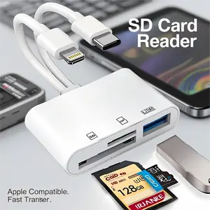 2026 New SD Card Reader for iPhone, iPad, USB C and Lightning Dual Port SD Card Adapter, Memory Card Reader for Camera Adapter, Support SD, Micro SD, USB 3.0, No App Driver Required