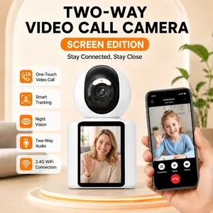 Two-Way Video Calling WiFi Security Camera with Screen, One-Touch Call, Smart Tracking, Night Vision, Mobile Remote Access, Ideal for Elderly & Child Care