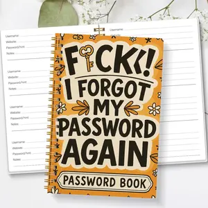 Funny Password Book A5 Size, Spiral Bound Password Record Notebook, Account Password Management Journal, Username, Office & Home Essential
