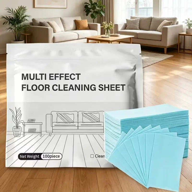 100-Piece Plant-Based Floor Cleaner Tablets, Multi-Surface Easy-to-Clean Solution for Hardwood & Laminate, Antibacterial Low-Odor Supplies with Deodorization, Maintenance, High Efficiency (Comes with Bag)