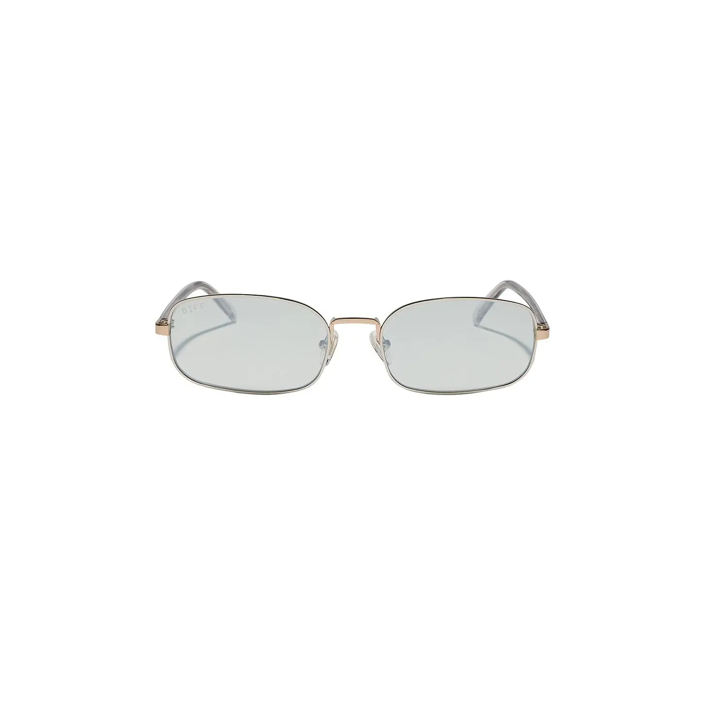 DIFF EYEWEAR X Rachael Kirkonnell Metal Rectangle Sunglasses in Silver & Gold