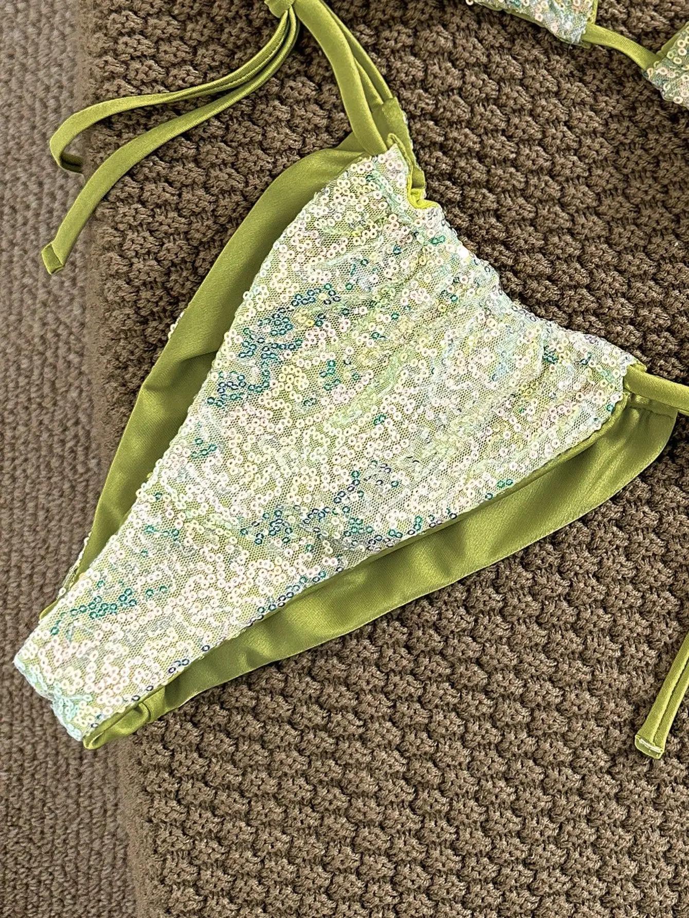 Fresh floral green bikini set