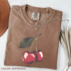 Comfort Colors Vintage Cherry Shirt, Retro Cherries Tee, Summer Fruit T-shirt, Foodie Aesthetic Top, Cherry Lover Gift, Cute Food Graphic Tee
