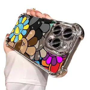 Seven-color Smiley Face Hanamura Takashi Aesthetic Design Pattern Casing For iphone 16 15 14 13 12 Plus Pro Max Flaunt Mobile Phone Case Soft Silicon TPU anti-drop Drop Protection Shockproof Protector Vintage unique Fashion Trend Anti-scratch Stylish Smar