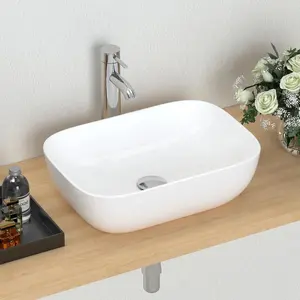 18.3'' x 13'' Sink White Porcelain Sink Bowl Above Counter Oval Wash Sink Lavatory Art