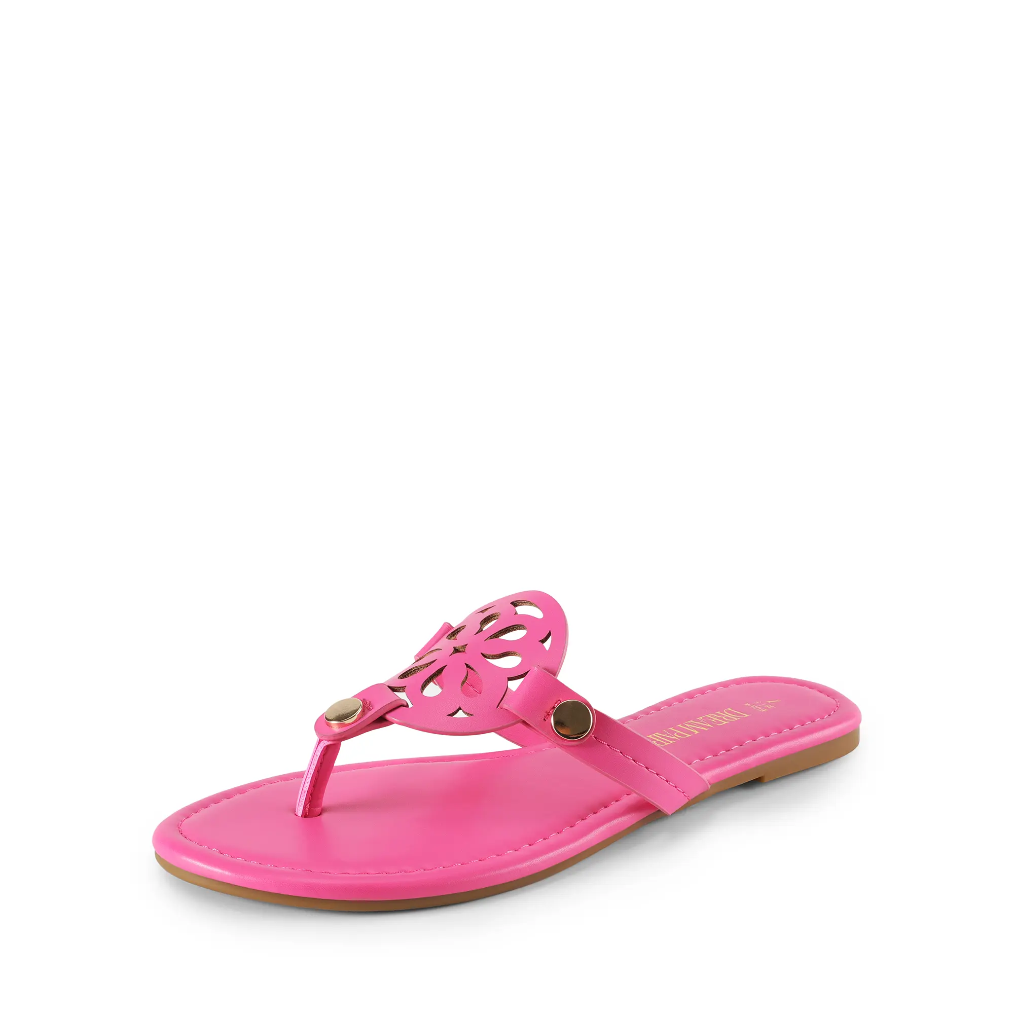 Dream Pairs Women's Slip-On Thong Sandals - Hollow-Carved Strap, Open Toe, Lightweight Cushioned Footbed Flipflop for Summer Beach Wear, Footwear, Sandals For Women, Classic, Flip Flops Women