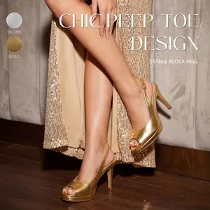 Zamikoo Women's Peep Toe Platform Heels Slingback Dress Pumps 3.5'' Chunky Heel Elegant Party Shoes