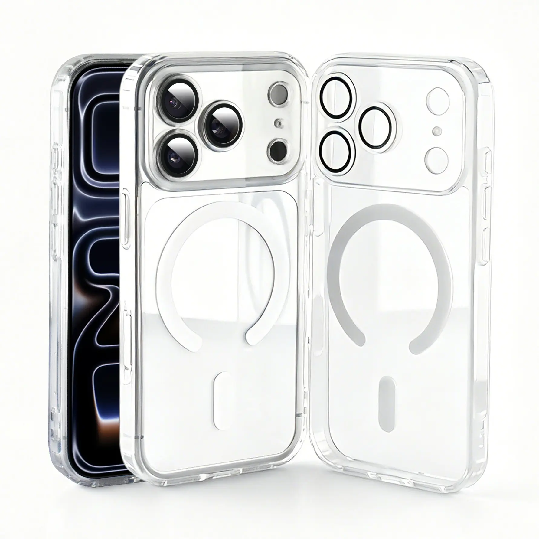 Zhanjiao Magnetic Acrylic Crystal Cover for iPhone 17, Built-in Camera Lens Protector, Military-Grade Hardness, Anti-Yellowing, Shockproof Protection, Wireless Charging Compatible Mobile Phone Accessory
