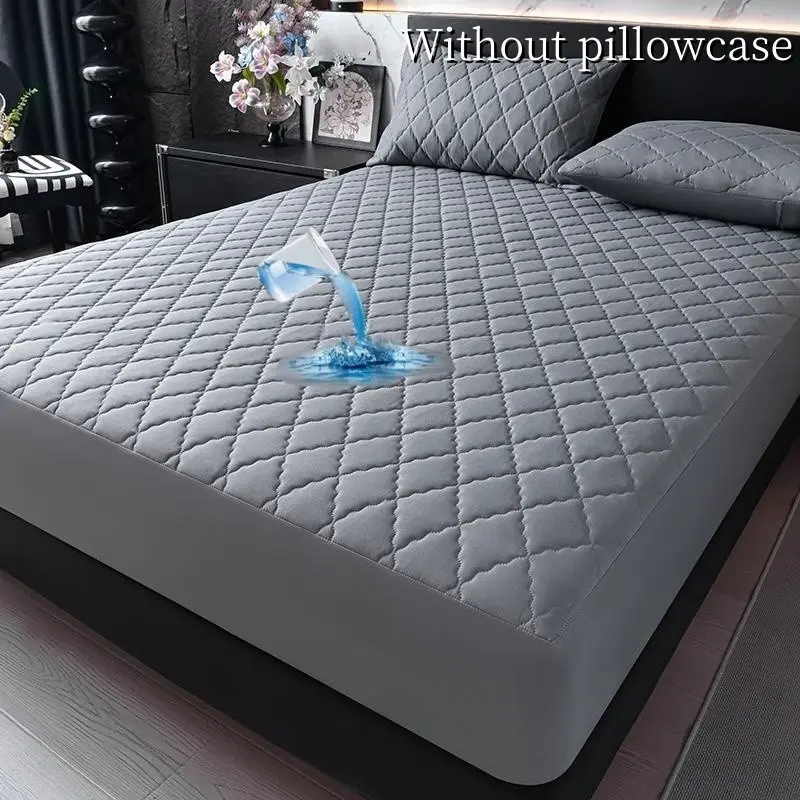 1count Mattress Protector Cover, Quilted Geometric Pattern, Anti-Dirty Breathable, Silent Thick Bedskirt, Soft Washable, Elegant, Waterproof Mattress Cover