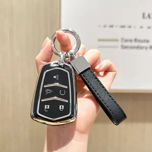 for Cadillac Key Fob Cover - Key Fob Cover Case Holder for 2015-2019 Cadillac Escalade CTS SRX XT5 ATS STS CT6 Superior Soft TPU 360 Degree Full Protection