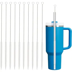 Straw Cleaner Brush for Stanley, 10Pcs Extra Long Straw Cleaning Brush for 40oz 30oz 20oz 14oz Stanley Mug and Cleaning More Glass, Stainless,Bottle and Silicone Straw