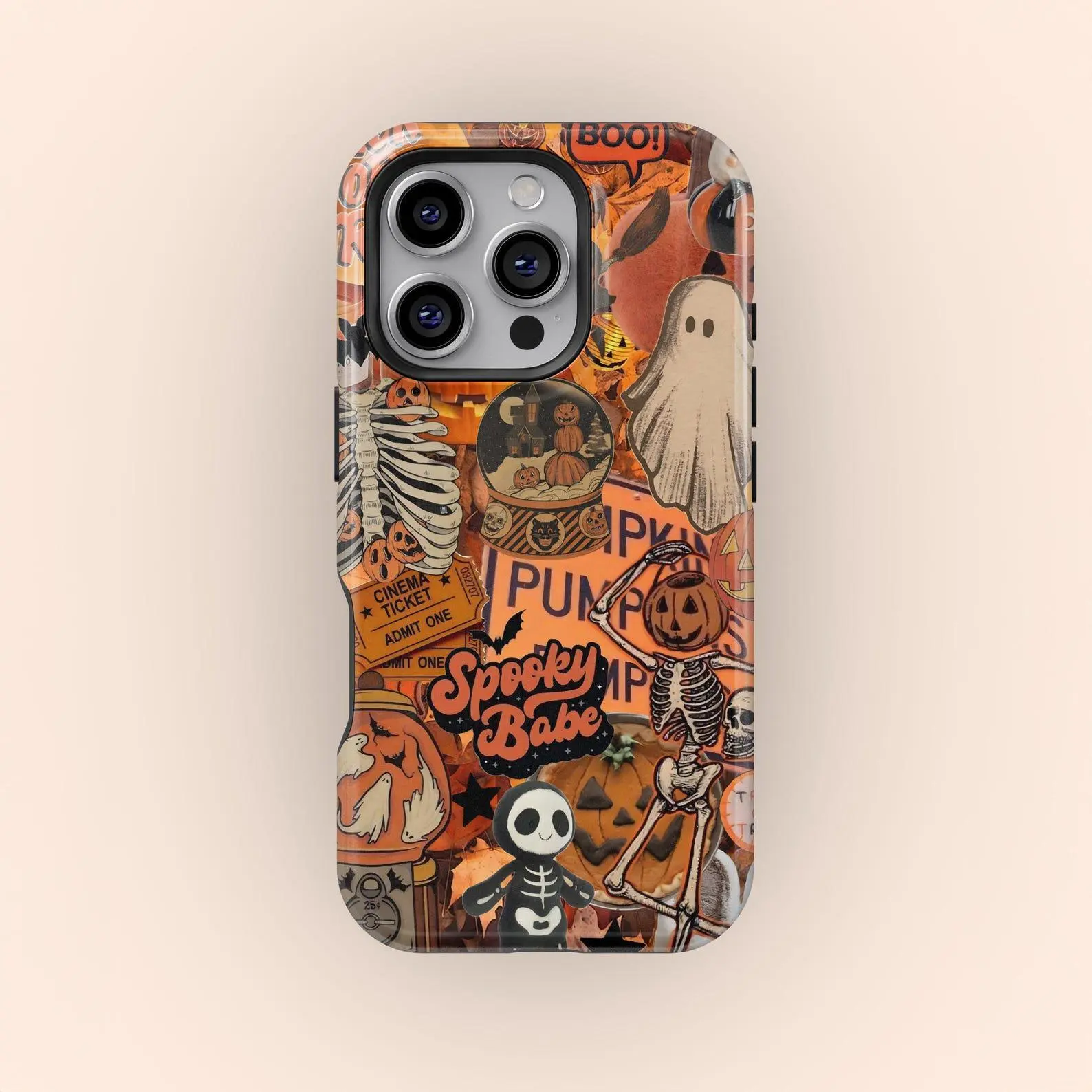 Retro Halloween Pumpkin Phone Case, Cover for iphone 17 phone case 16 pro max 15 Plus 14 13 12 11 and Samsung S26Ultra S25Plus S24 S23 S22 Cute,clear,military-grade,high-end,durable,shockproof,and drop-resistant 2-in-1 glossy phone case