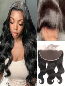 13x4 Transparent Lace Frontal Ear-To-Ear Closure, Natural Color Body Wave Design, 150% Density Virgin Human Hair, 8-20 Inches Long