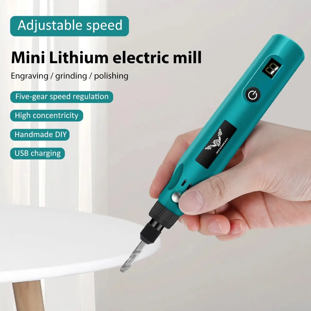 JENABOM 25pcs/39pcs Blue Electric Grinder Set, Grinding tool set, Lithium Rechargeable, USB Charging Carving Pen with Adjustable Speed, Suitable for Carving, Sanding, Drilling - Portable, Multi-functional Electric Tool for DIY Enthusiasts and Craftspeople