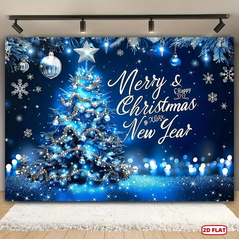 Polyester Christmas & New Year Winter Wonderland Backdrop - Non-Electric Snowflake Themed Party Decoration, Christmas Tree-Compatible Banner for Living Rooms, Social Media Live Streams,summerwins