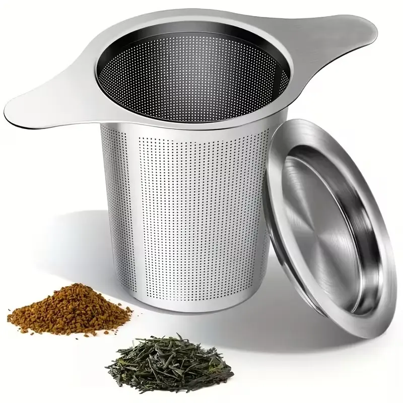 2-Piece Stainless Steel Tea Strainer, Metal Tea Infuser, Durable Mesh Filter with Dual Handles, Ergonomic Design, Ideal for Loose Teas, Herbs, Spices, Home Office, Tea Making Tools, Tea Accessories