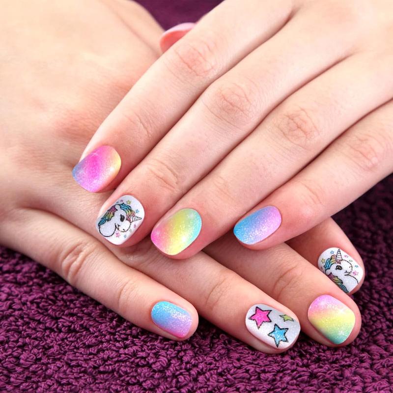 Kids Nail Polish Set for Girls, All-in-One Nail Art Kit - Nail Dryer/ Nail Polish/ Glitter Powder/ False Nails/ Nail Decals/ Toe Separator/File, Age 3-12 Little Girl Gift Toys