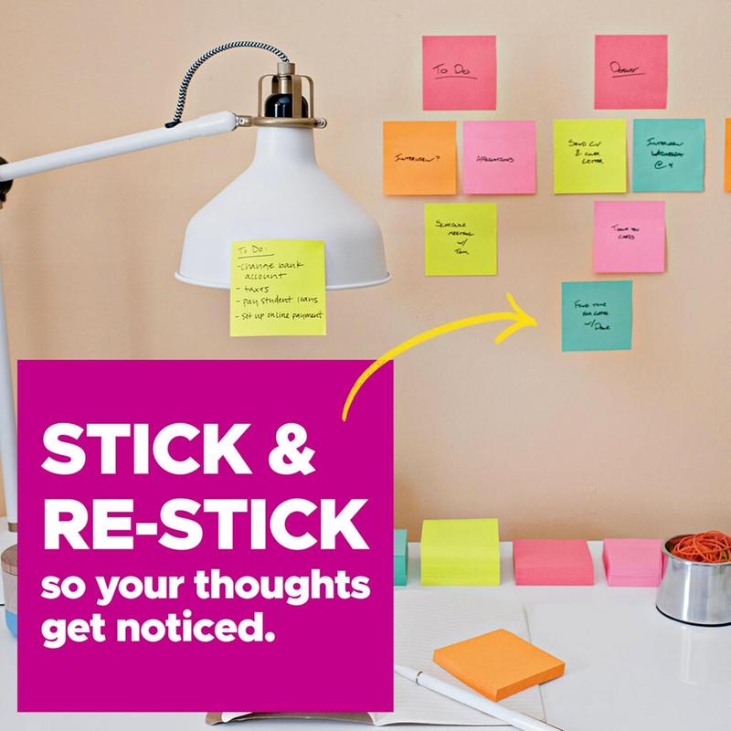 Post-it Super Sticky Notes, Limited Edition Color Collection, 3x3 in, 15 Pads/Pack, 45 Sheets/Pad office  supplies